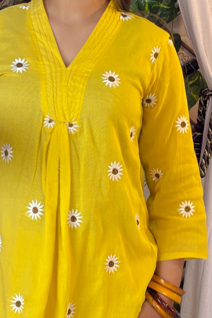 Yellow Sunflower Kurta Set