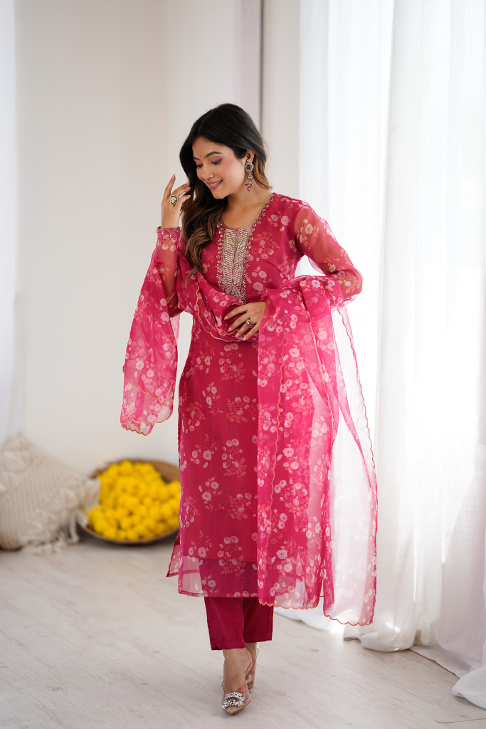 Wine Bloom Suit Set