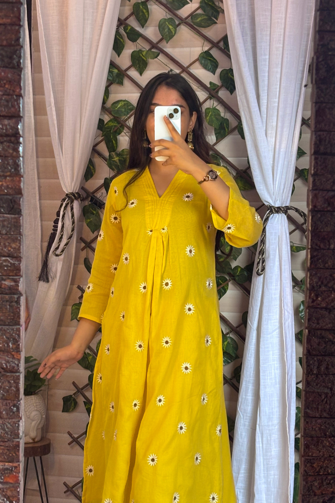 Yellow Sunflower Kurta Set