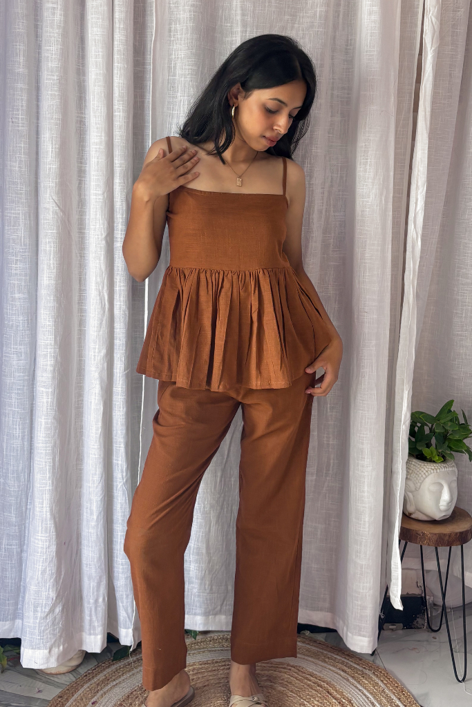 Mocha Peplum Co-ord Set