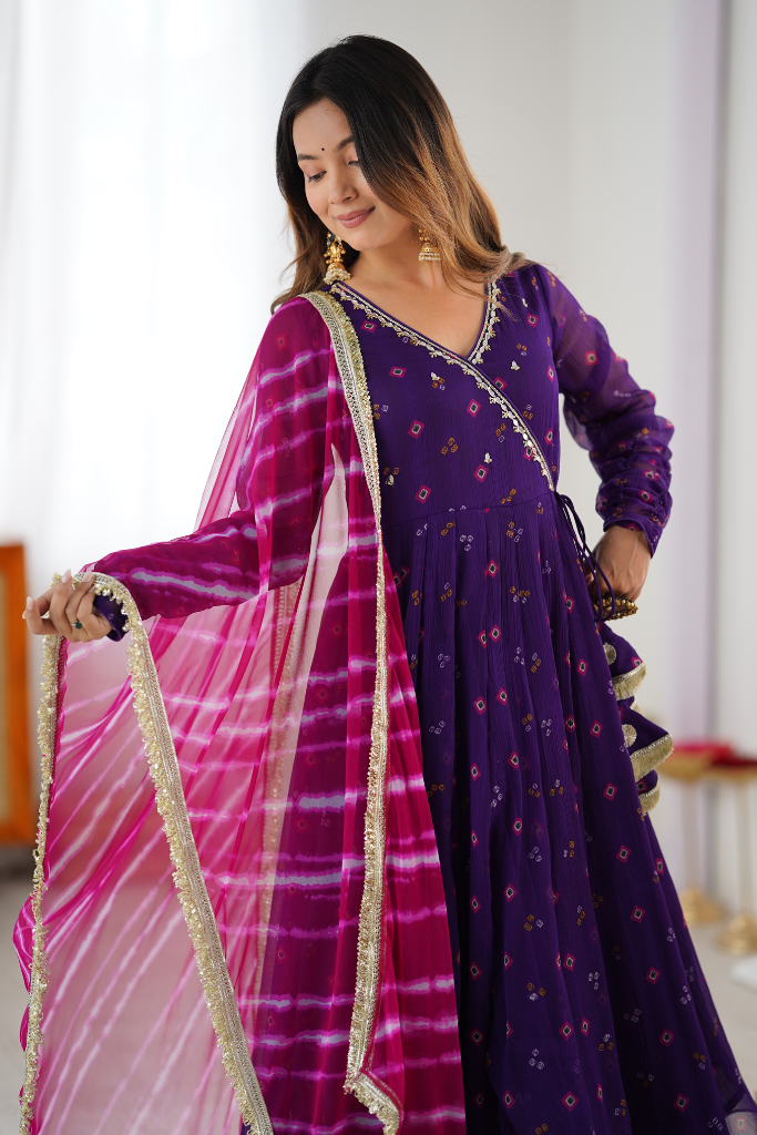 Lavanya Bandhani Anarkali Set