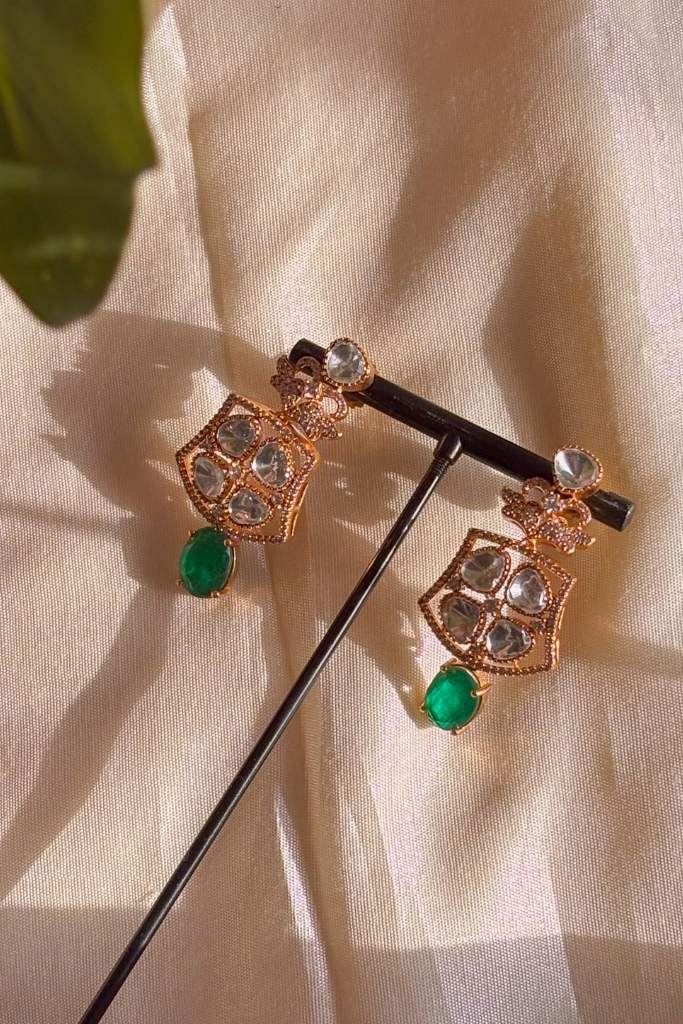 Green Kundan Panna Necklace Set