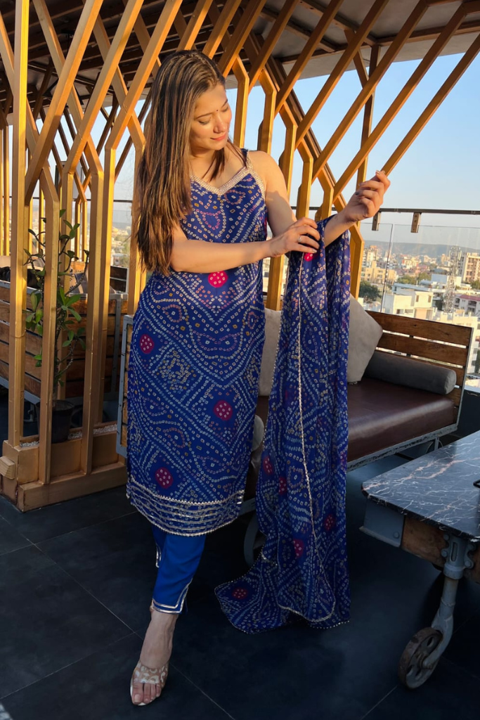 Blue Bandhani Suit Set - Main Image