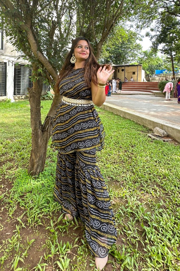 Midnight Chiffon Bandhani Set