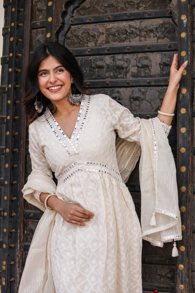Falak Ivory White Chikankari Set