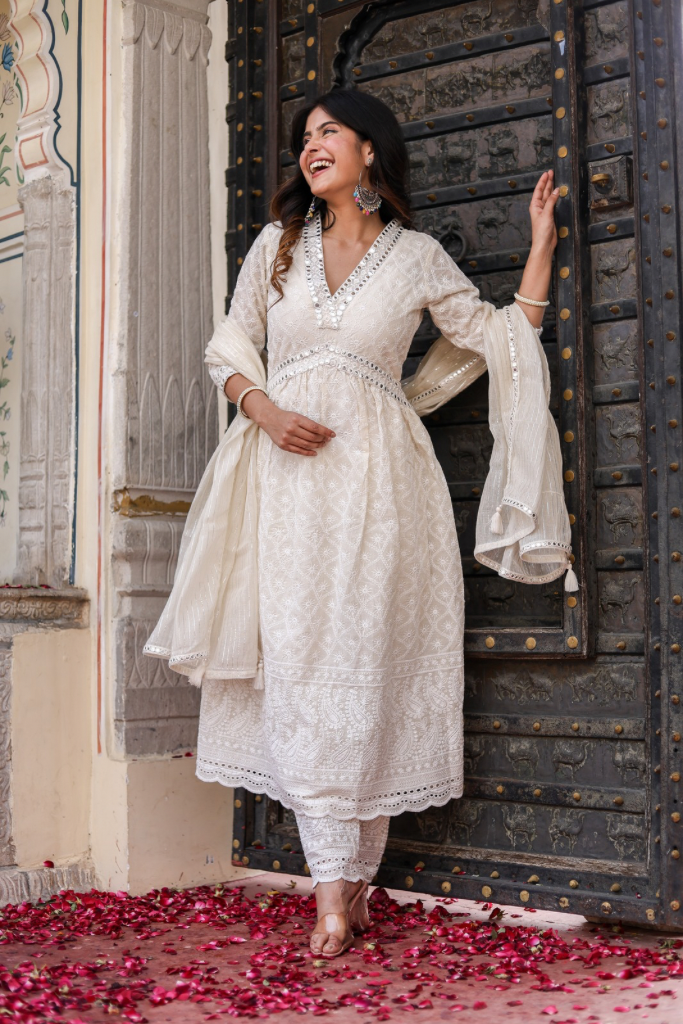 Falak Ivory White Chikankari Set