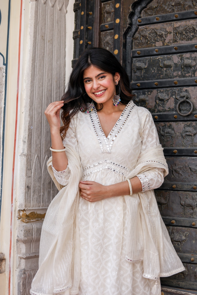 Falak Ivory White Chikankari Set