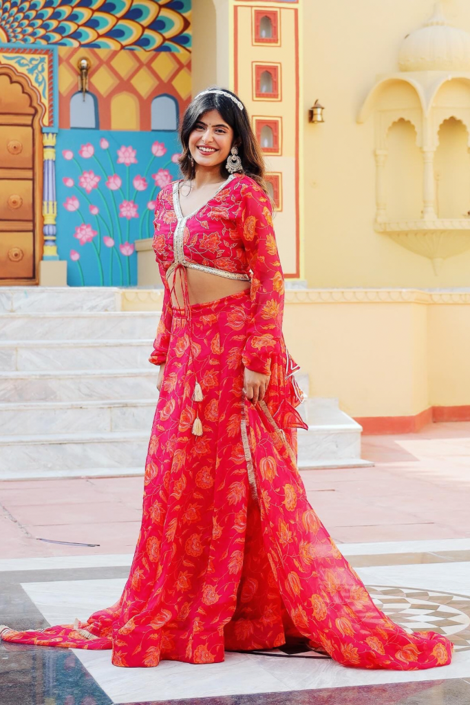 Mannat Chiffon Floral Skirt Set