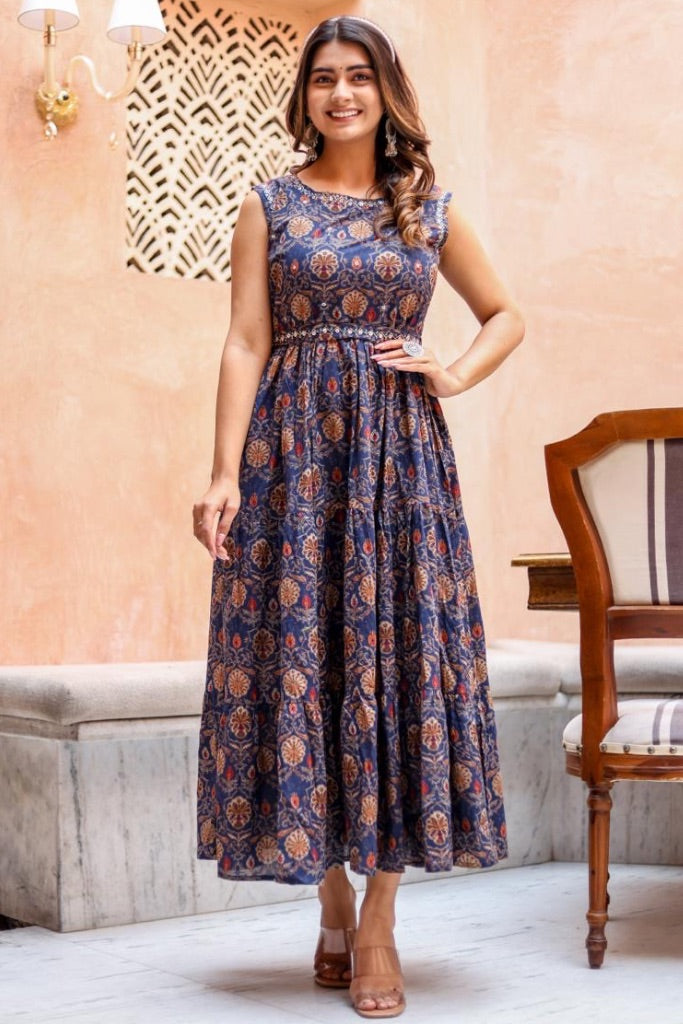 Sakhi Blue Floral Dress