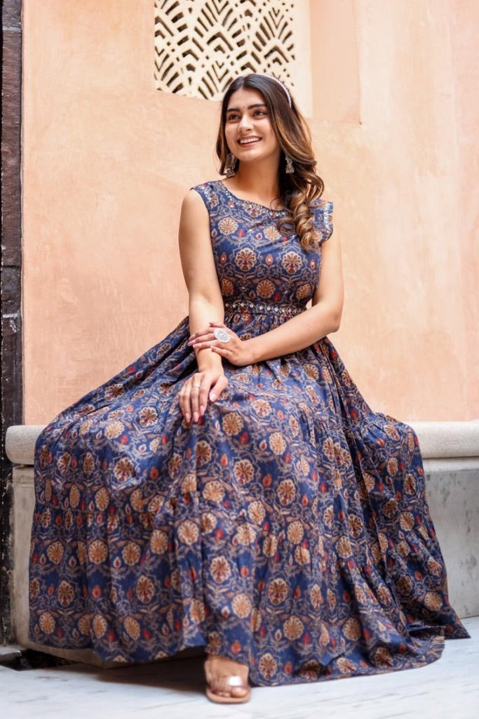 Sakhi Blue Floral Dress