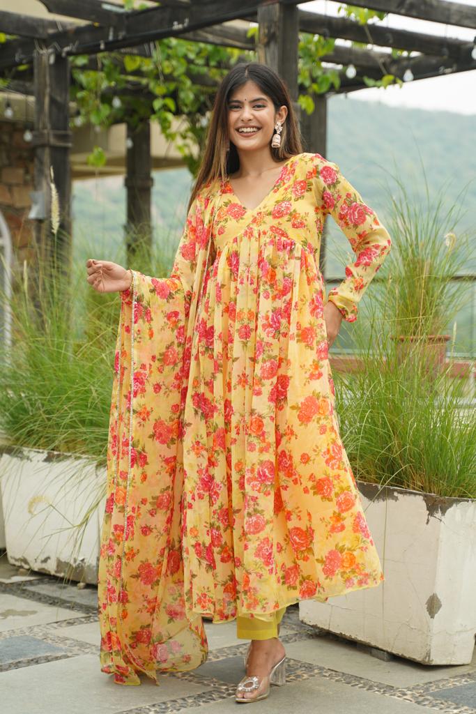 Sanjh Floral Anarkali Set