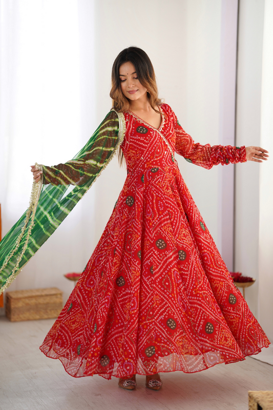 Meghna Bandhani Anarkali Set