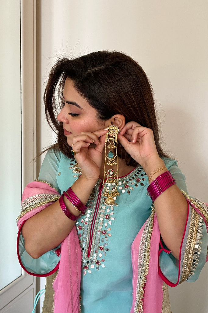 Neelam long Jhumkas