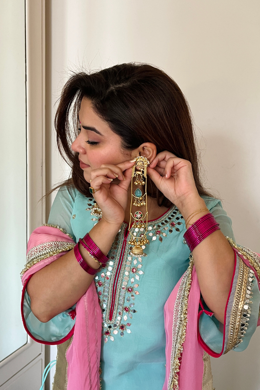 Neelam long Jhumkas