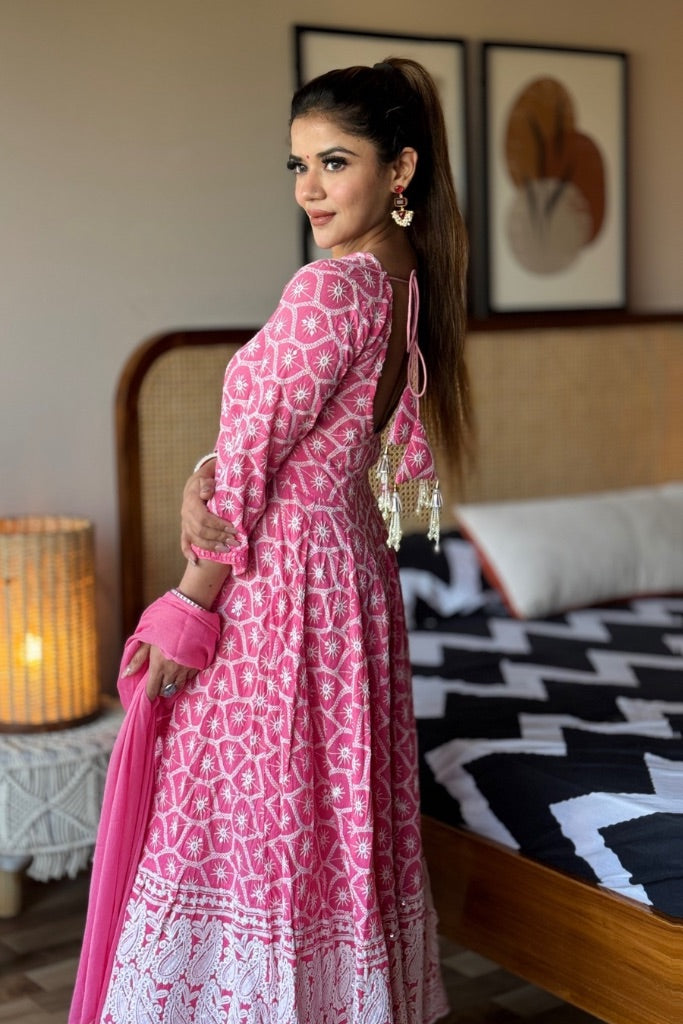 Zeenat Chikankari Anarkali Set