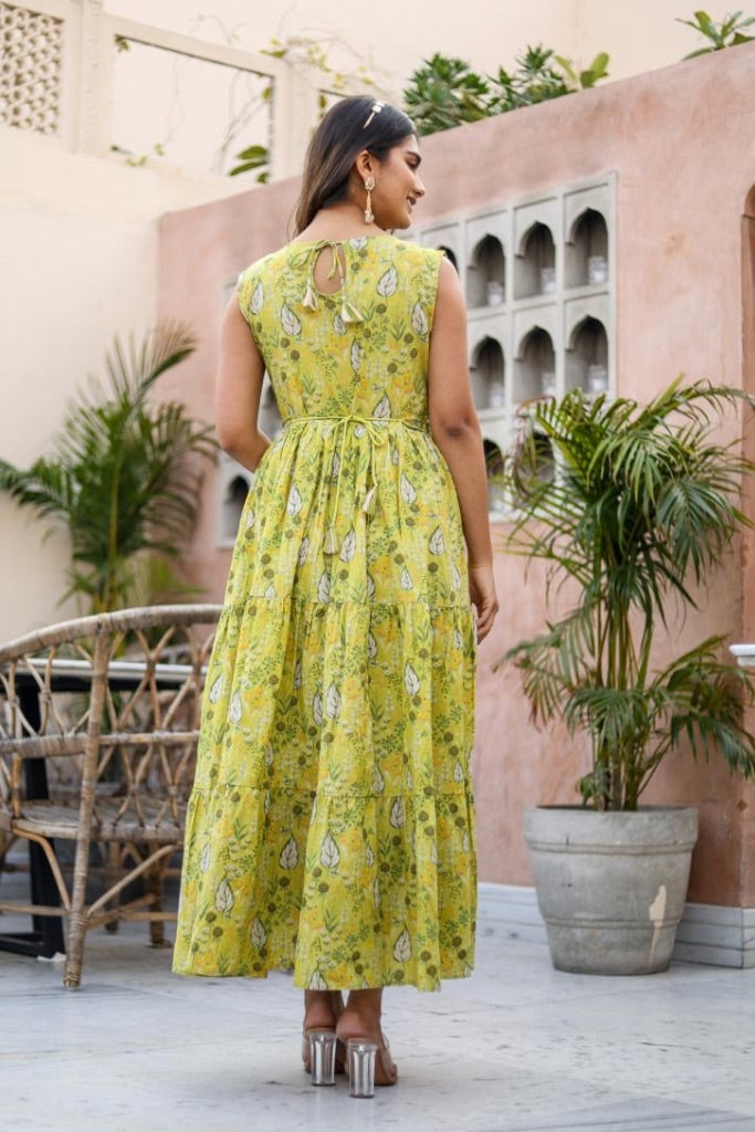 Sakhi Green Floral Dress