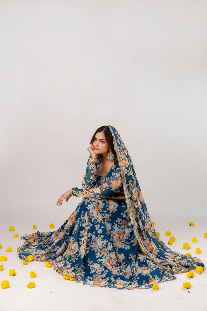 Neelima Chiffon Floral Skirt Set