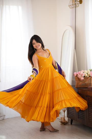 Marigold Anarkali Set