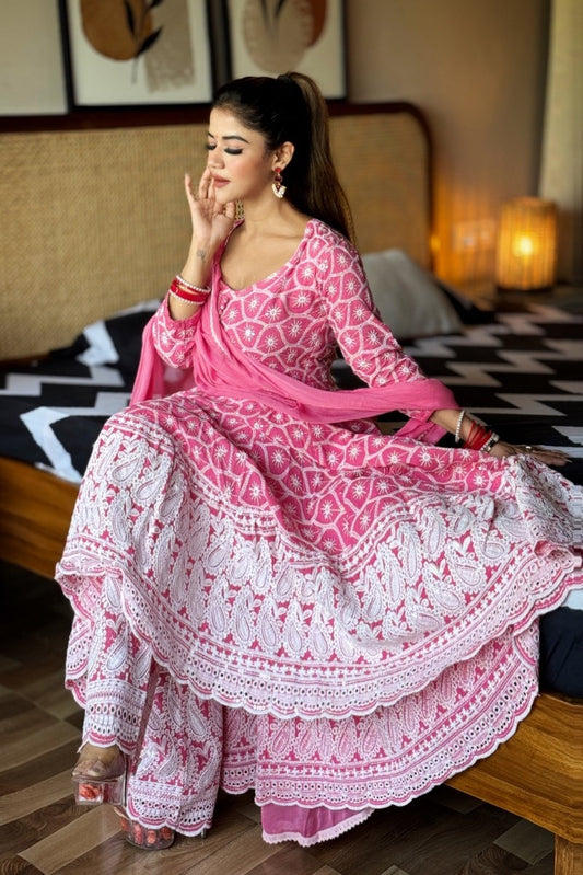 Zeenat Chikankari Anarkali Set