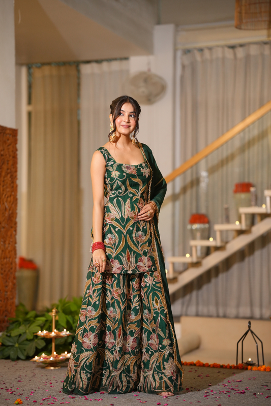 Mishka Heavy Embroidered Sharara Set