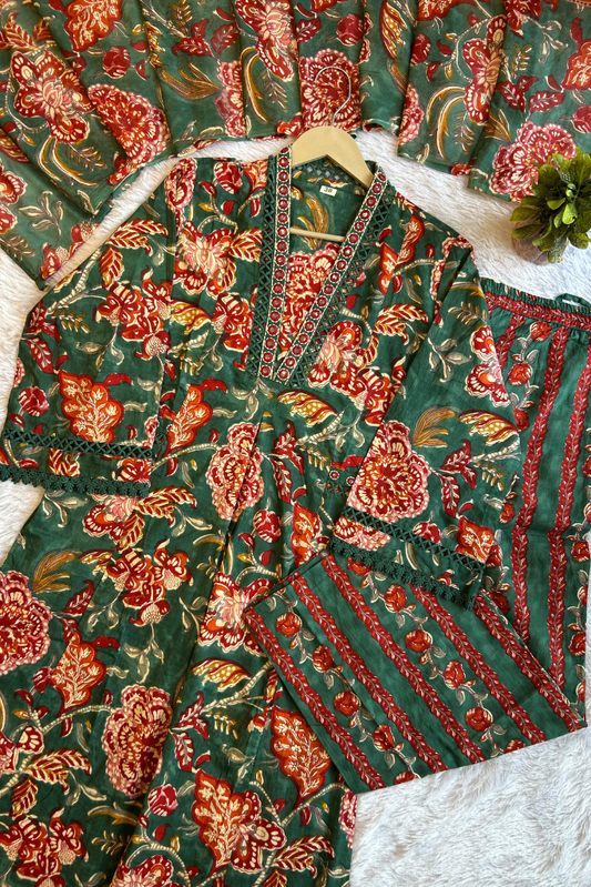 Emerald Blossom Kurta Set