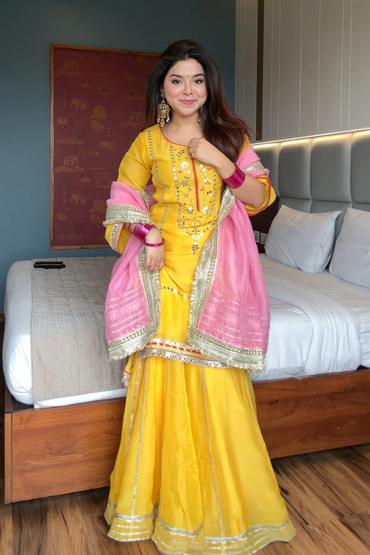 Golden Muse Sharara Set