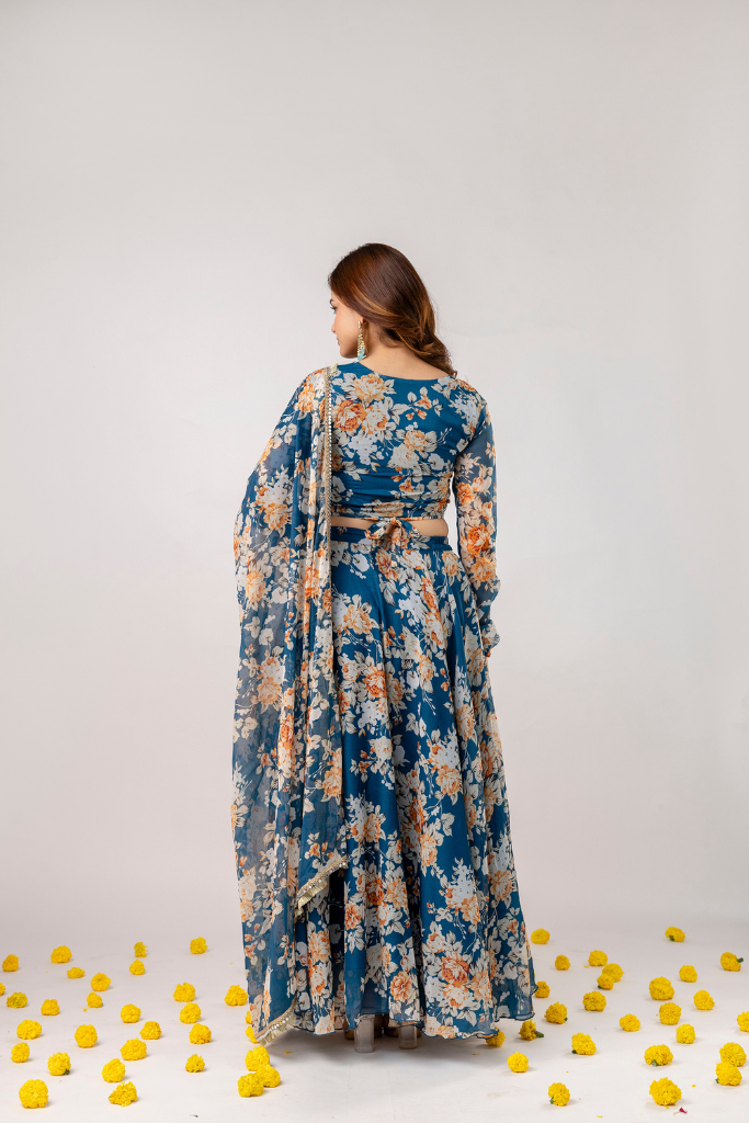 Neelima Chiffon Floral Skirt Set