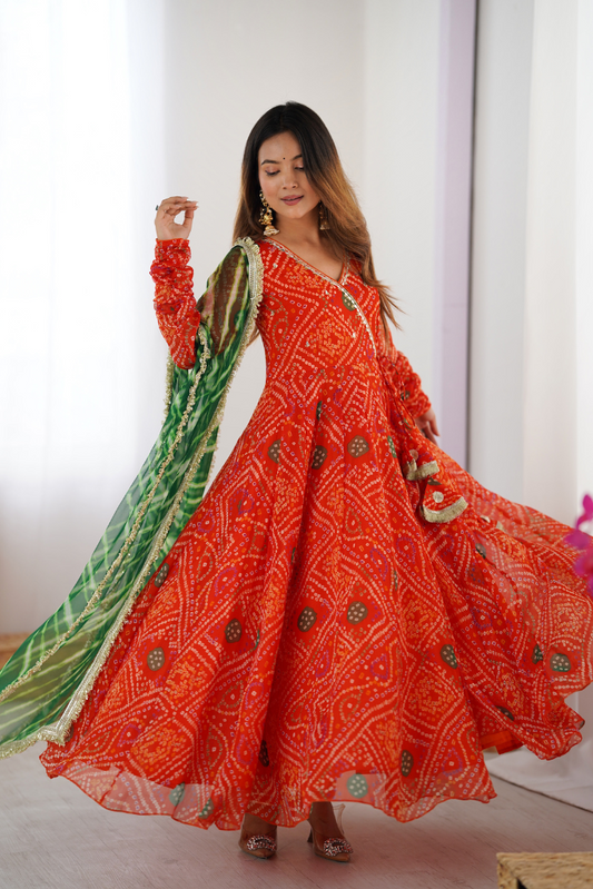 Urvashi Bandhani Anarkali Set