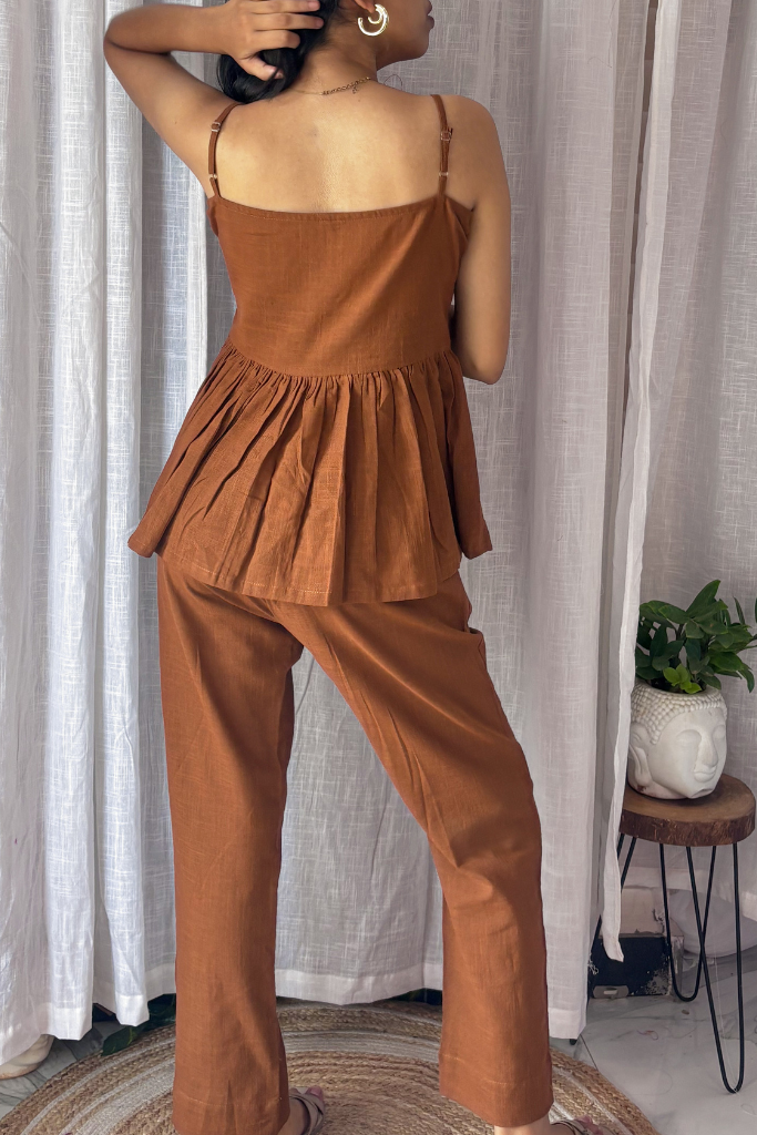 Mocha Peplum Co-ord Set