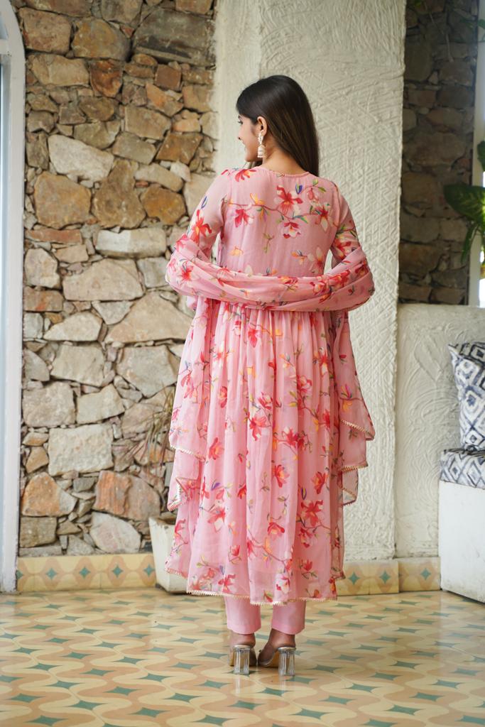 Gulaabi Floral Anarkali Set