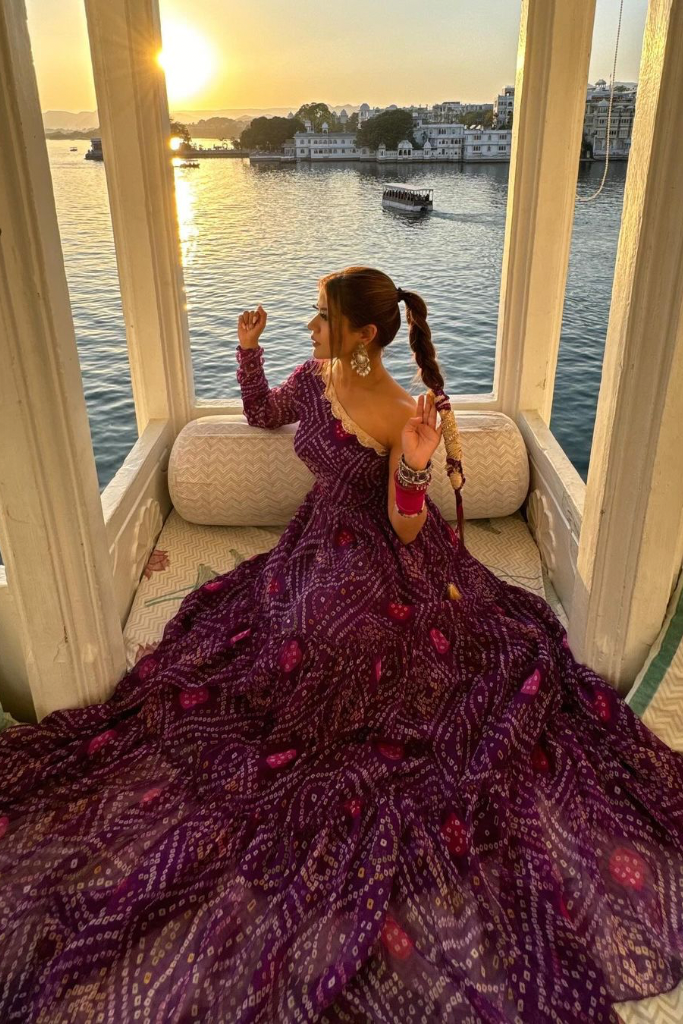 Nihari Purple Bandhani Gown