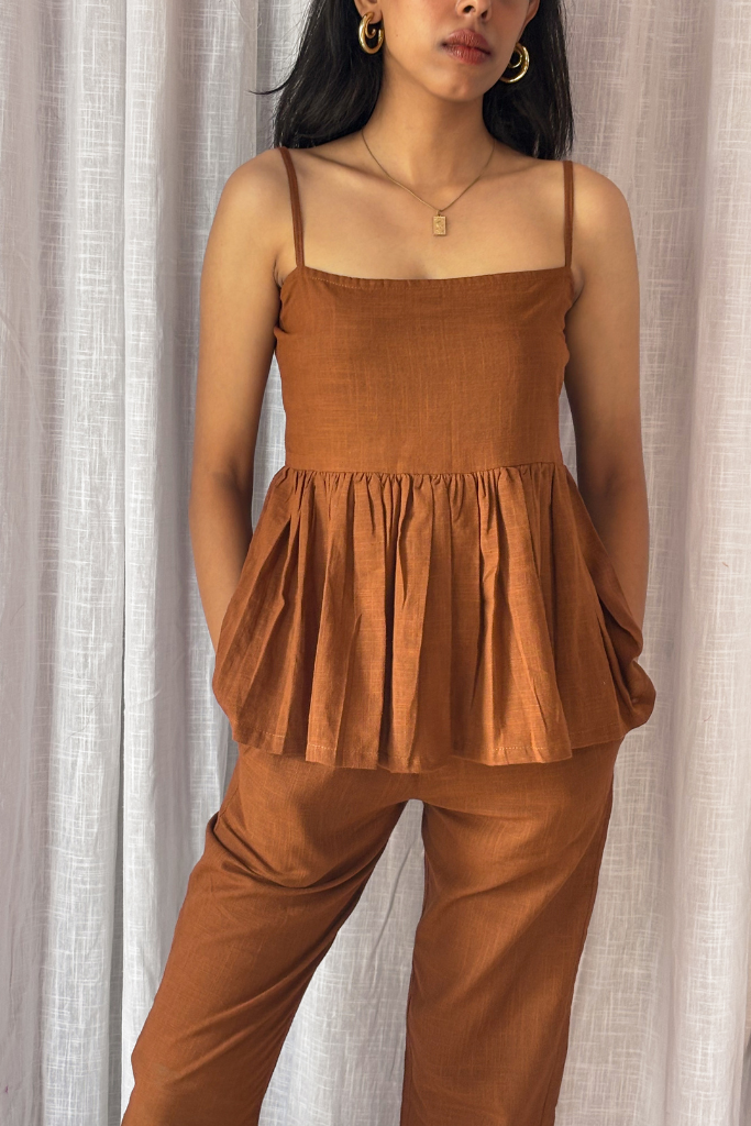 Mocha Peplum Co-ord Set