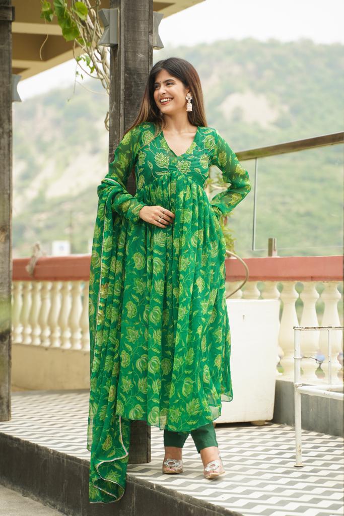 Kudrat Floral Anarkali Set