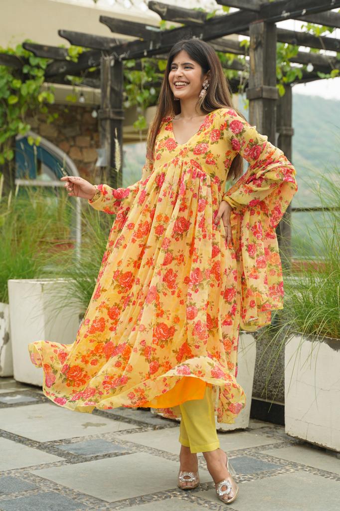 Sanjh Floral Anarkali Set