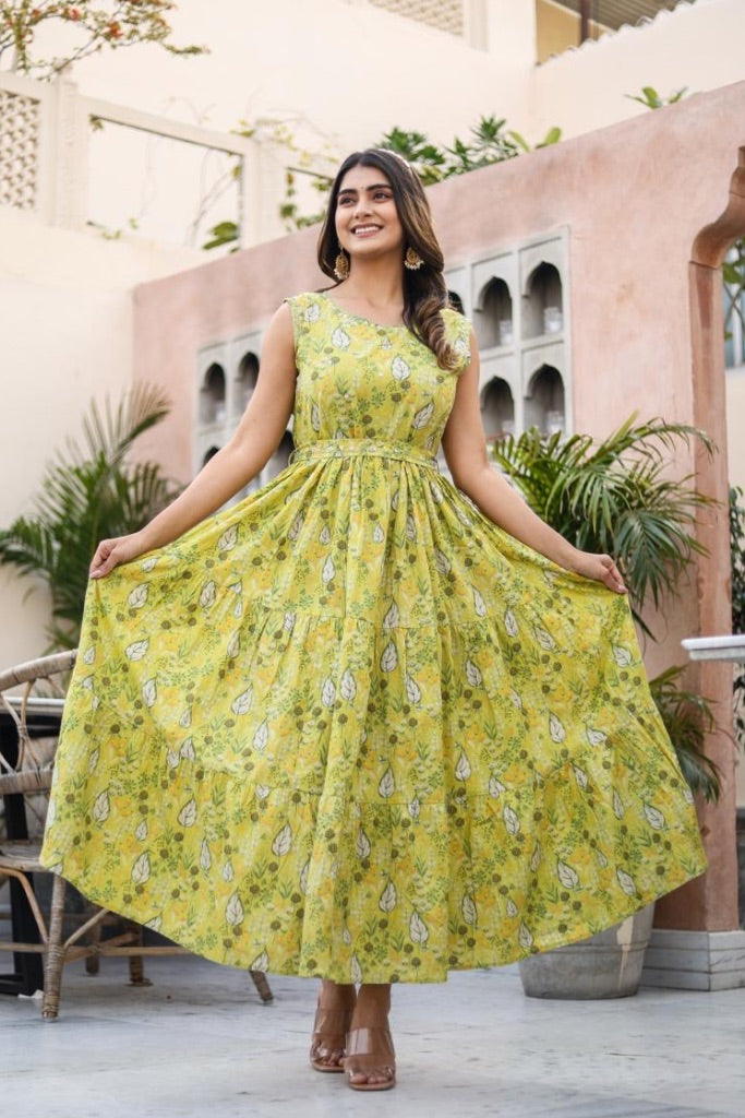 Sakhi Green Floral Dress