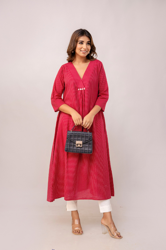 Crimson Calm Kurta Set