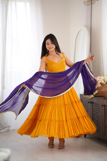 Marigold Anarkali Set