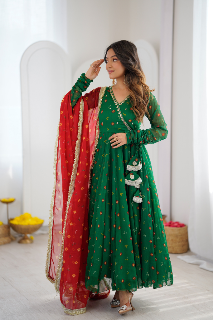 Saanjh Bandhani Anarkali Set