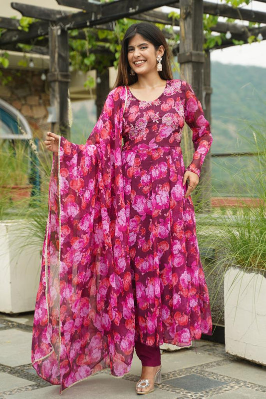 Kaya Handwork Floral Anarkali Set