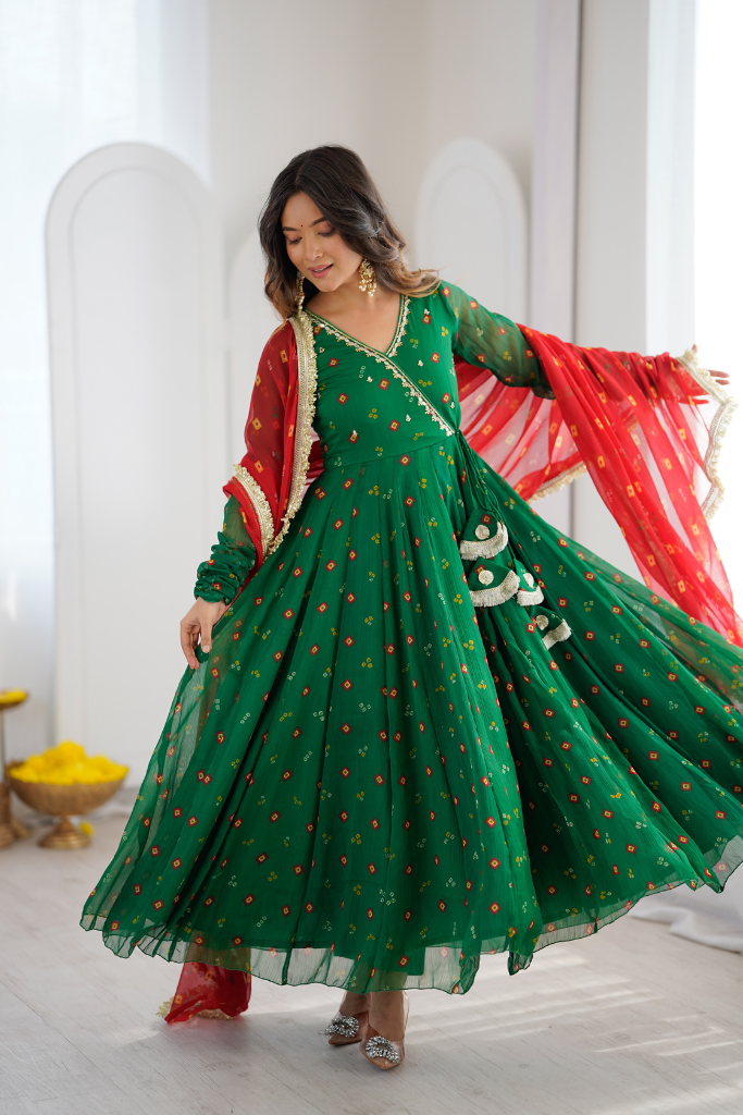 Saanjh Bandhani Anarkali Set