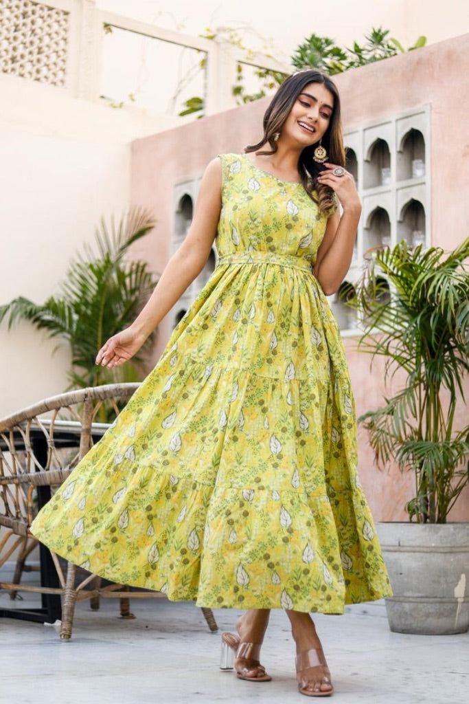 Sakhi Green Floral Dress