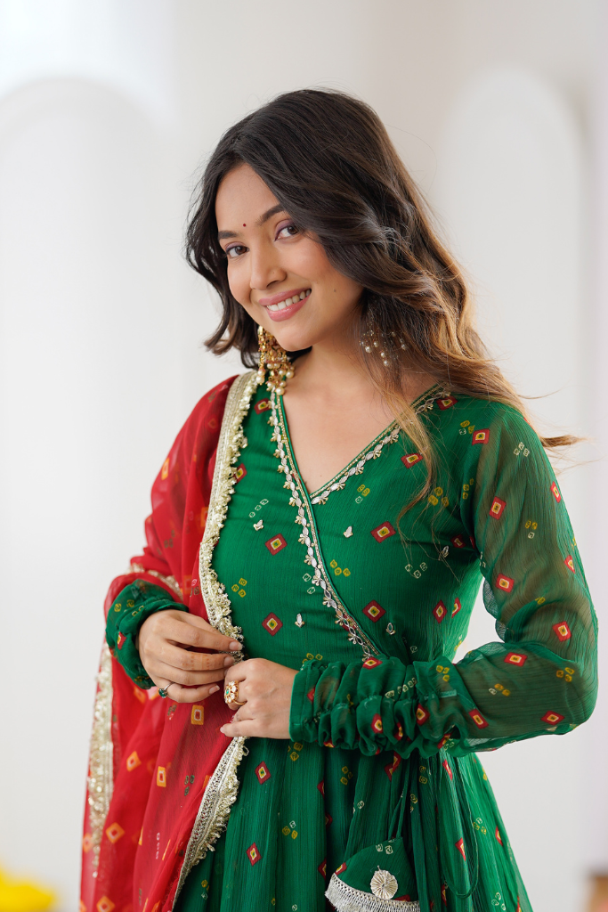Saanjh Bandhani Anarkali Set