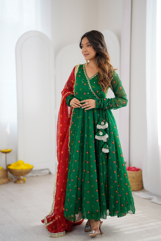 Saanjh Bandhani Anarkali Set
