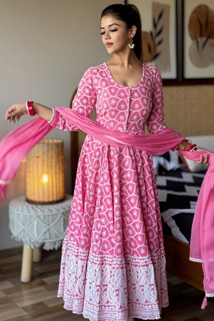 Zeenat Chikankari Anarkali Set