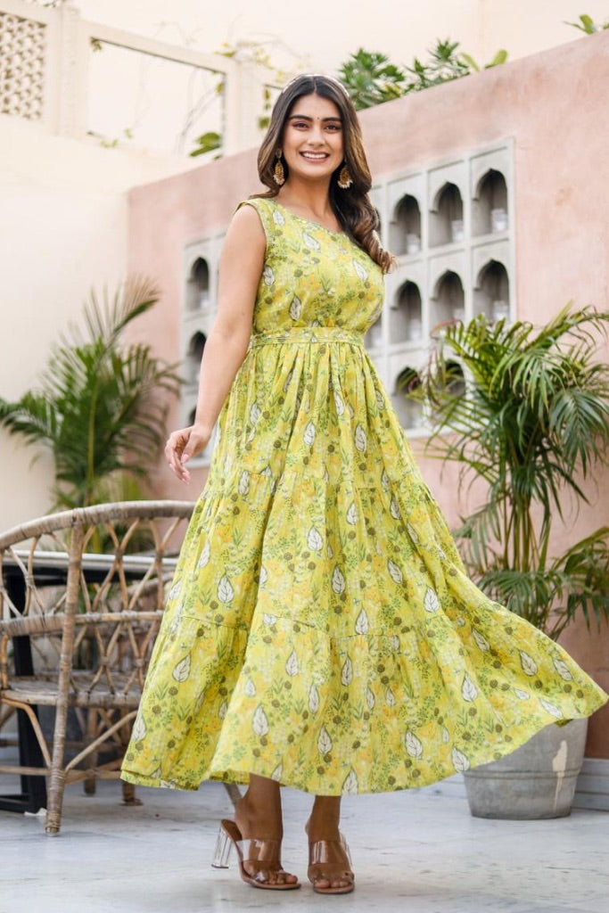 Sakhi Green Floral Dress