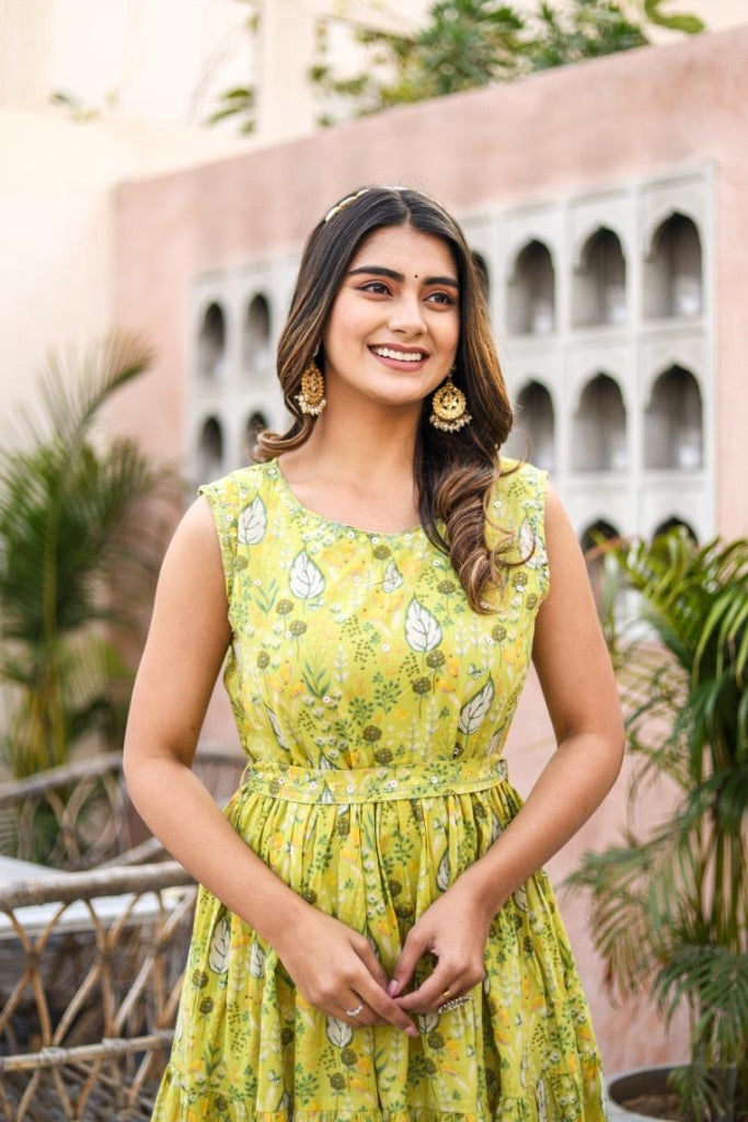 Sakhi Green Floral Dress