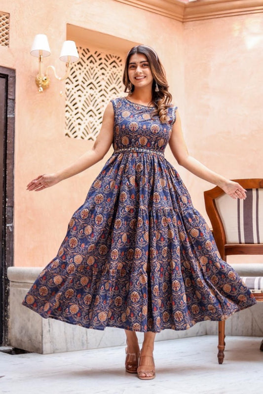 Sakhi Blue Floral Dress