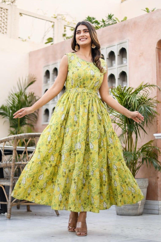 Sakhi Green Floral Dress