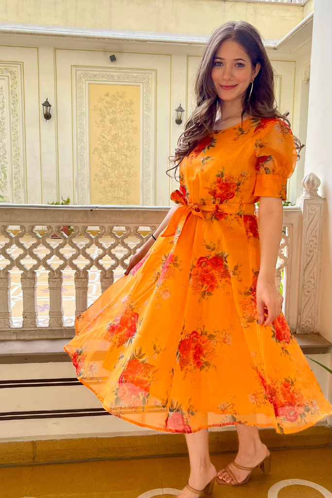 Marigold Floral Organza Dress