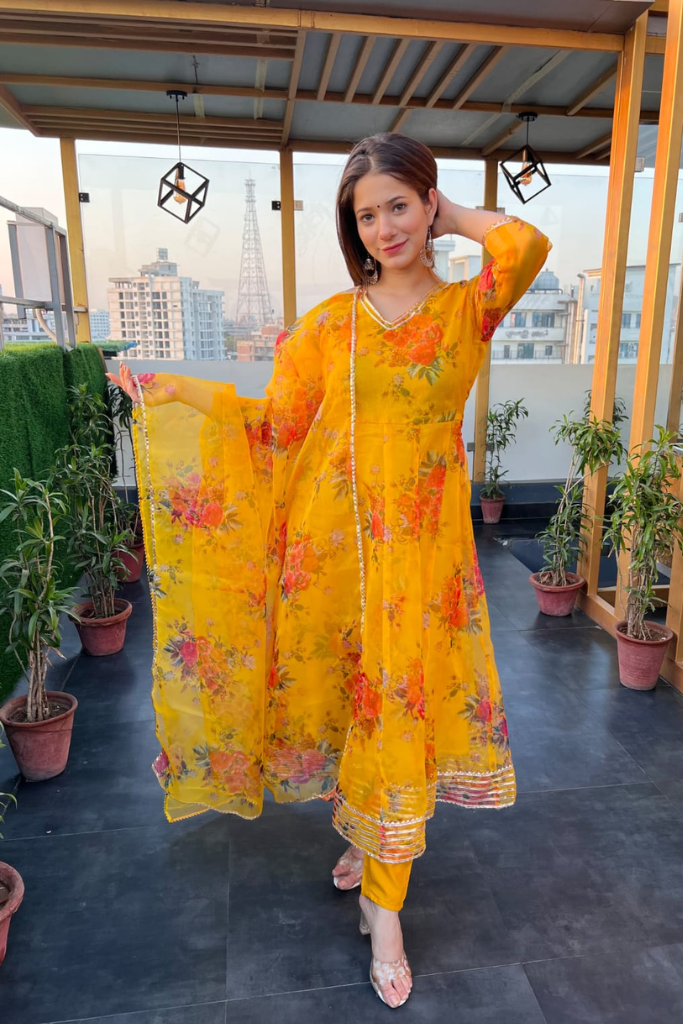 Sunflower Organza Anarkali Set